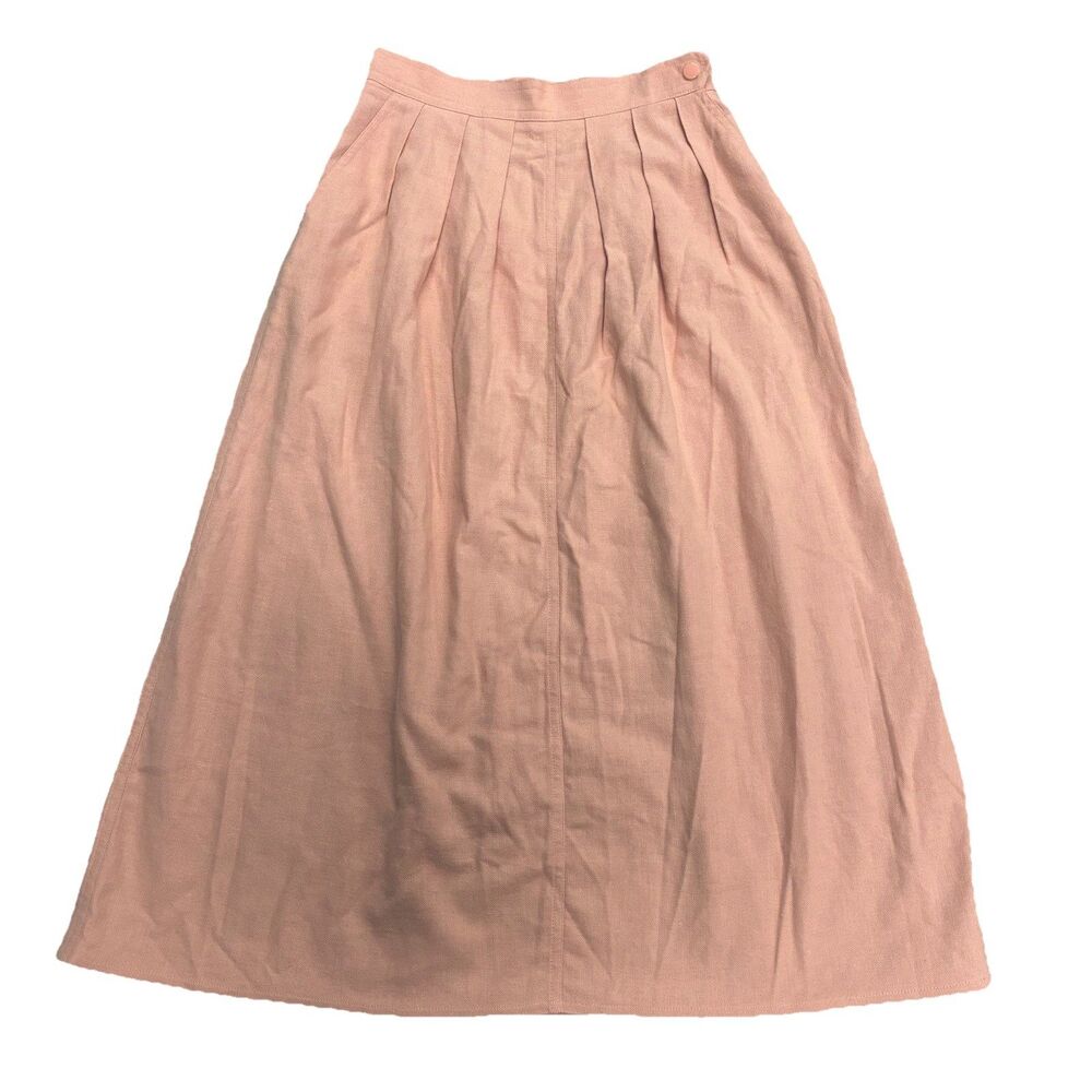 Vintage Prophecy Pleated Skirt - Size 6 Pink - Cotton Midi Natural Classic READ